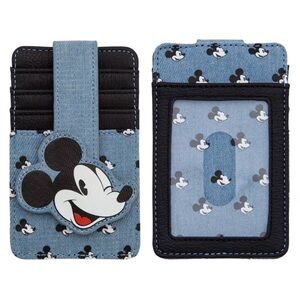 New! Disney Parks Mickey Mouse Denim Card Wallet
